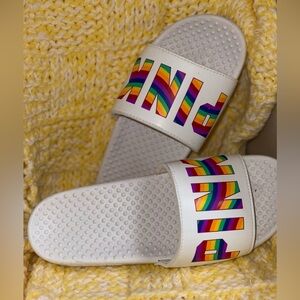 Victoria's Secret White and Red Sandals with Bold Design